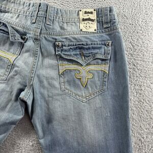 Rock Revival Jeans Mens 40x31 Light Wash Distress Faded John Straight Baggy Acid